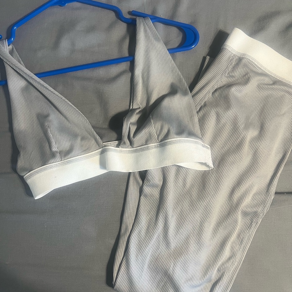 Women's Gray and White Intimate Set